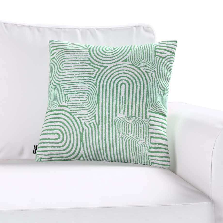 Poszewka Kinga na poduszkę 43x43 miętowe łuki na kremowym tle