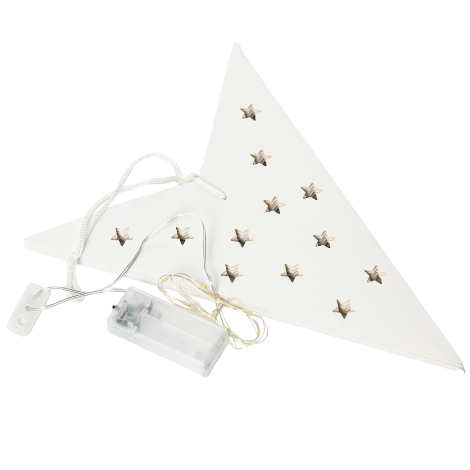 Gwiazda LED z papieru, ozdoba świąteczna, 60 cm, na baterie, kolor biały