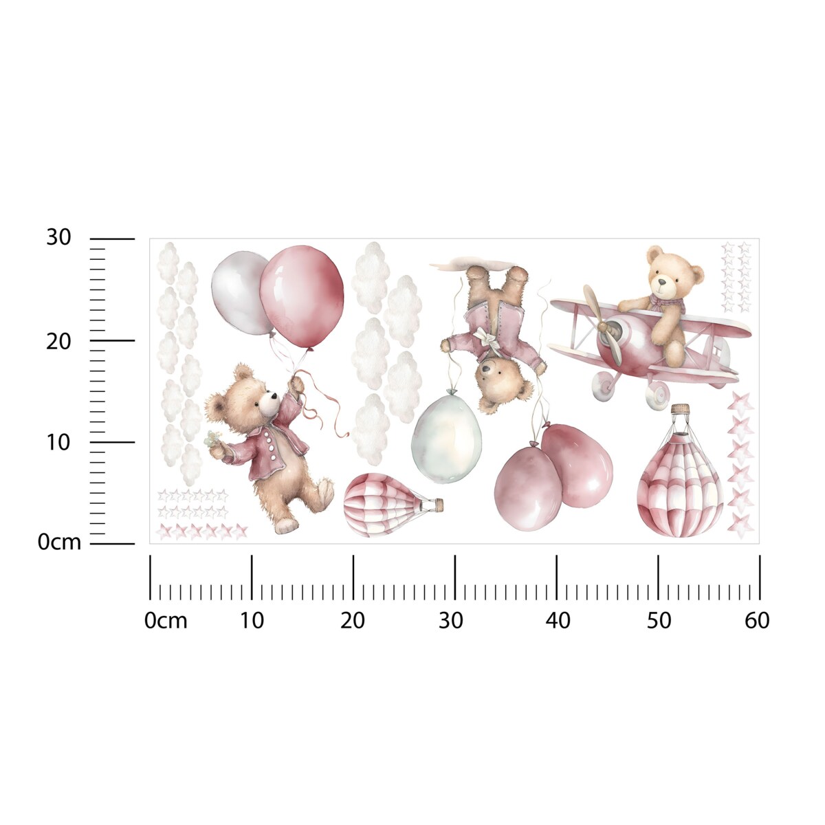 Naklejki Dla Dzieci Misie Z Balonami W Stylu Boho ZESTAW