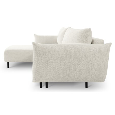 Narożnik DELI z funkcją spania na nóżkach, lewostronny, kremowy