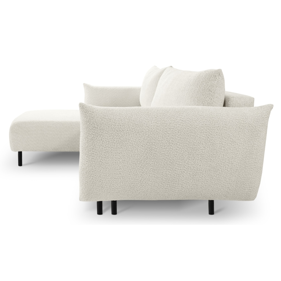 Narożnik DELI z funkcją spania na nóżkach, lewostronny, kremowy