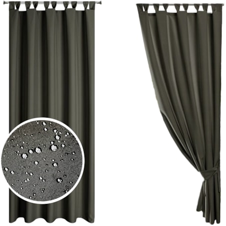 Zasłona Ogrodowa Tarasowa Wodoodporna 155 x 260 cm Grafitowa na Szelkach Rzep