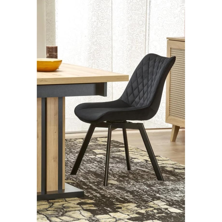 Krzesło tapicerowane K520 VELVET czarne obracane