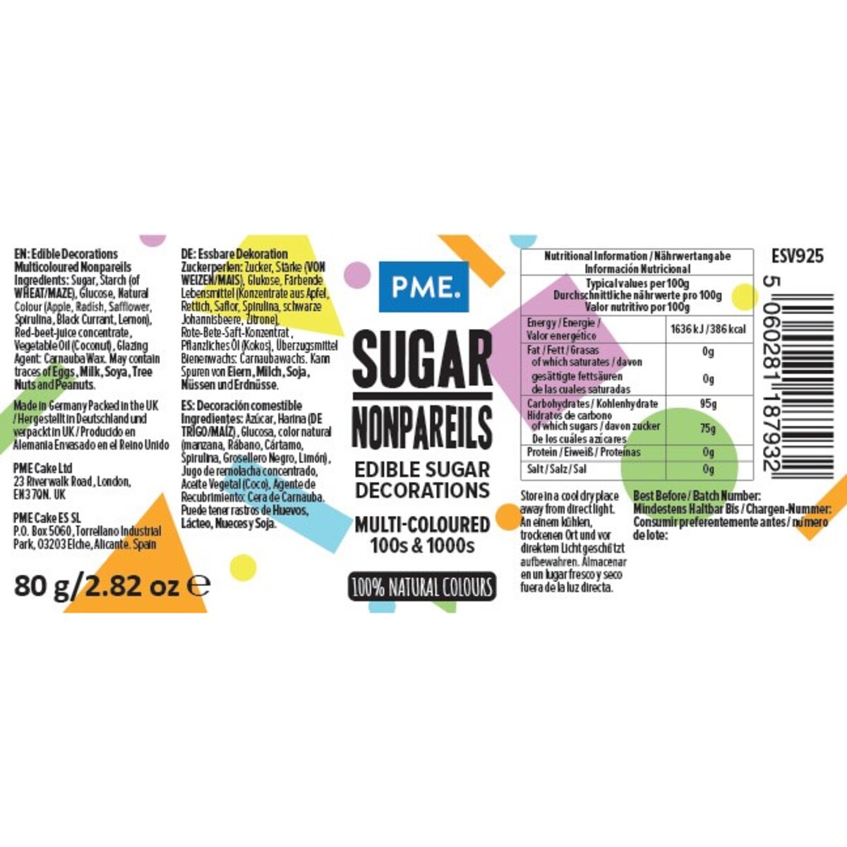PME Kolorowa dekoracyjna posypka 80 g
