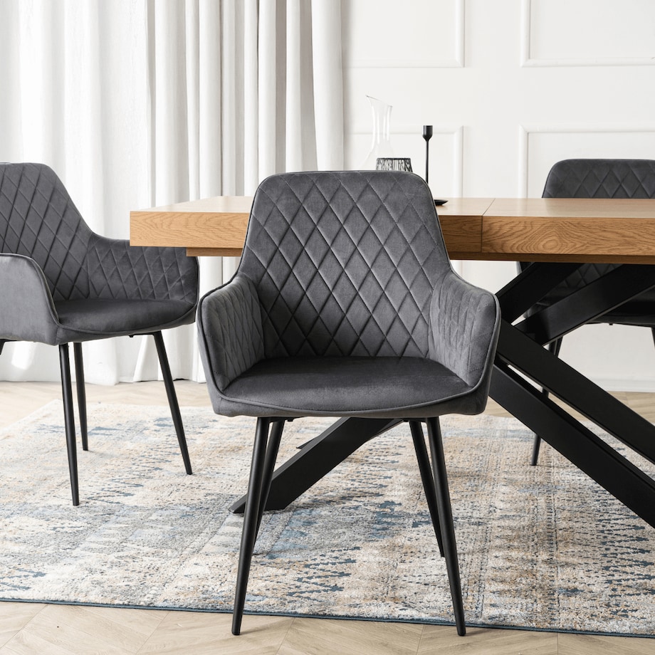 Krzesło Tapicerowane Welurowe Do Salonu Jadalni Kuchenne Szary BRESSO