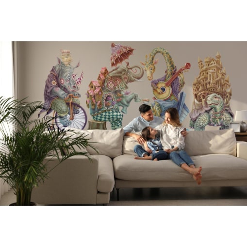 Zestaw naklejek na ścianę, Pastelowe bajkowe stworzenia, 60cm