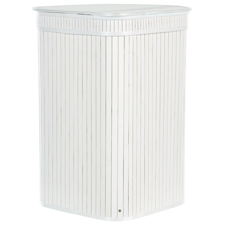 Kosz bambusowy z pokrywką biały BADULLA