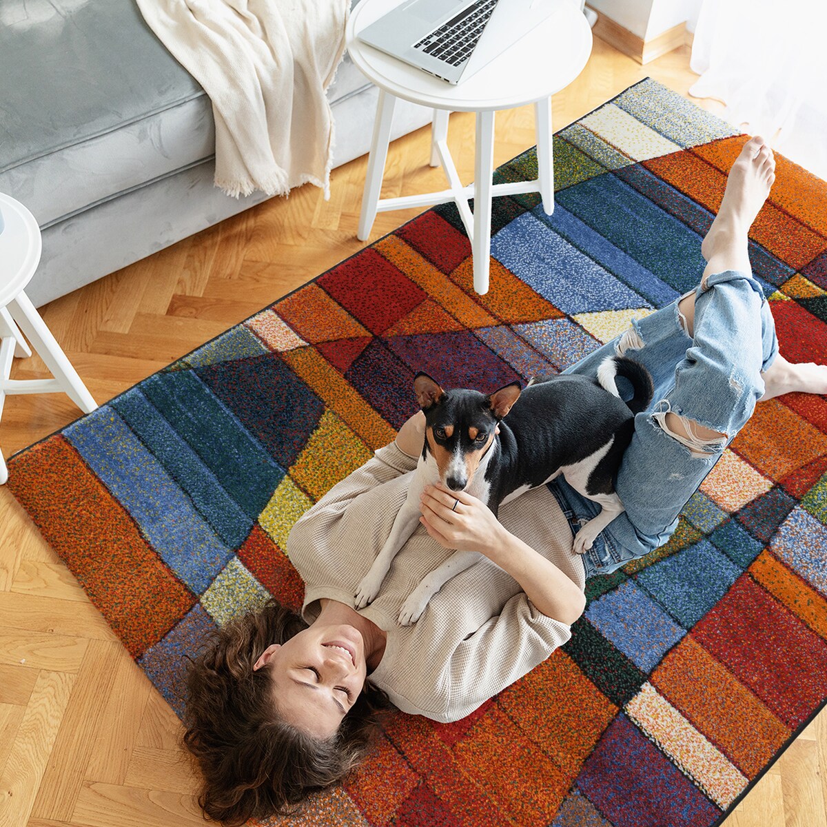 Dywan Zefir 120x170 cm e-floor OEKO-TEX geometryczny wielokolorowy