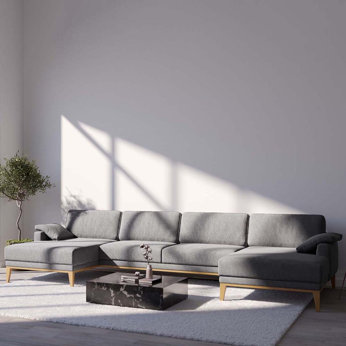 Sofa narożna podwójna Musso ciemnoszara