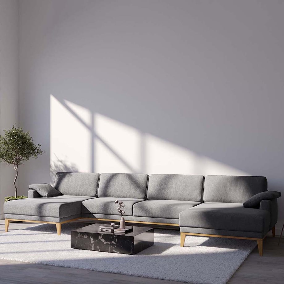 Sofa narożna podwójna Musso ciemnoszara