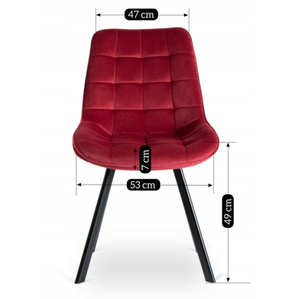 Krzesło Tapicerowane Kuchenne Welurowe Do Jadalni Kuchni Loft Bordowe RICK