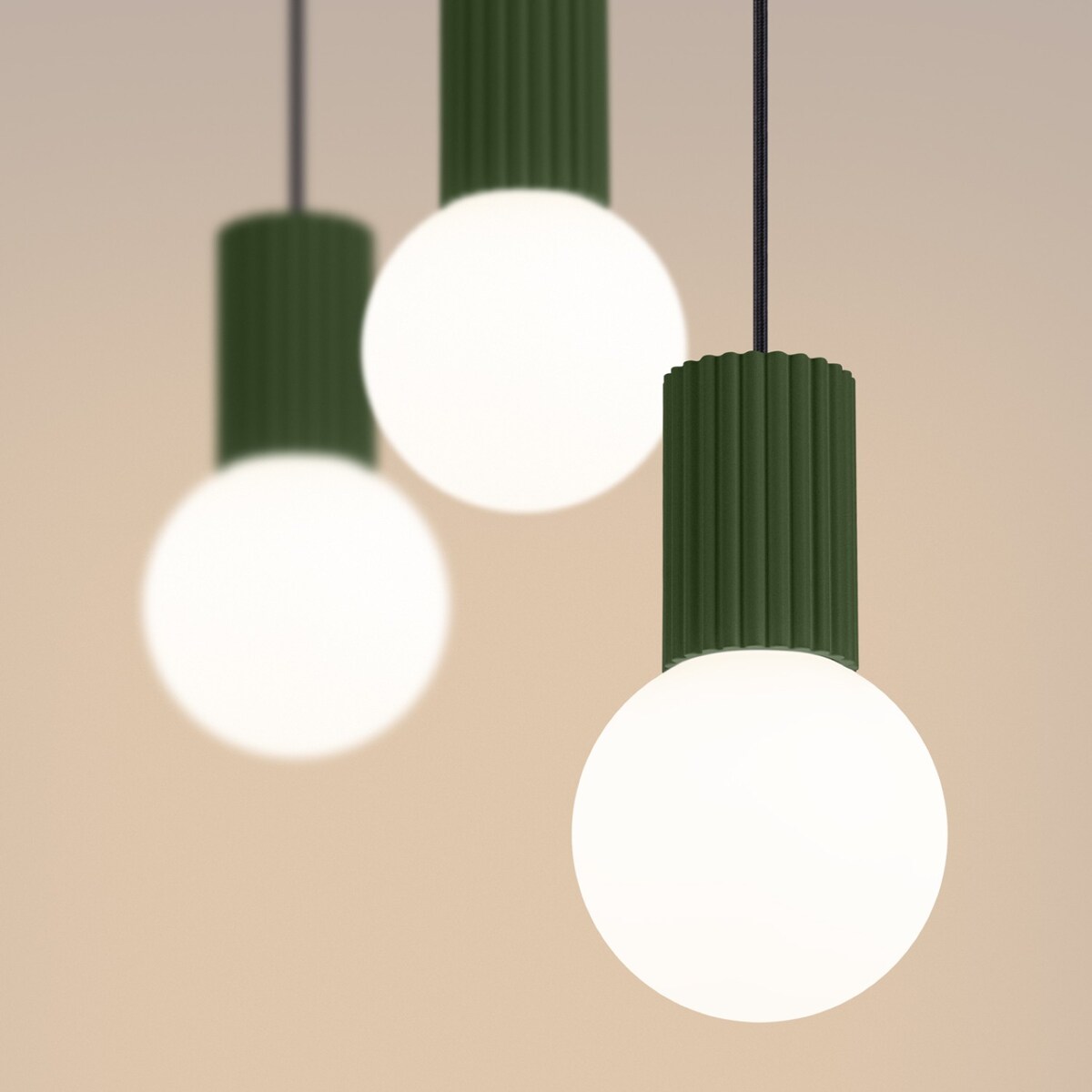 Lampa wisząca HALO 3L zielona oliwka