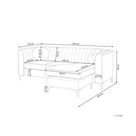 Narożnik welurowy lewostronny szary TIMRA