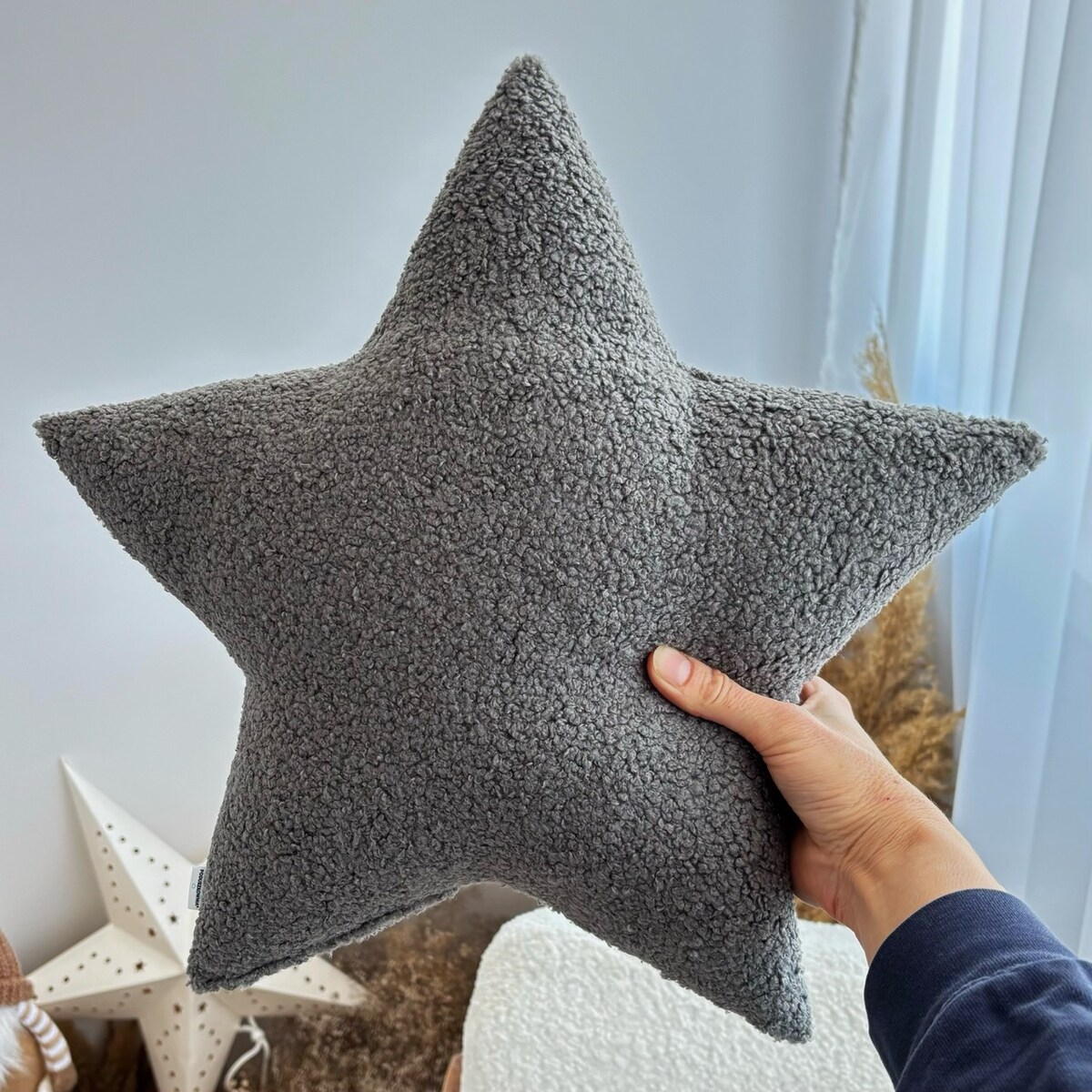 Poduszka Gwiazda boucle szara