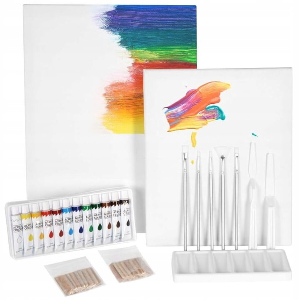 ZESTAW ARTYSTYCZNY DO MALOWANIA MALARSKI 22el DLA DZIECI PŁÓTNO FARBY
