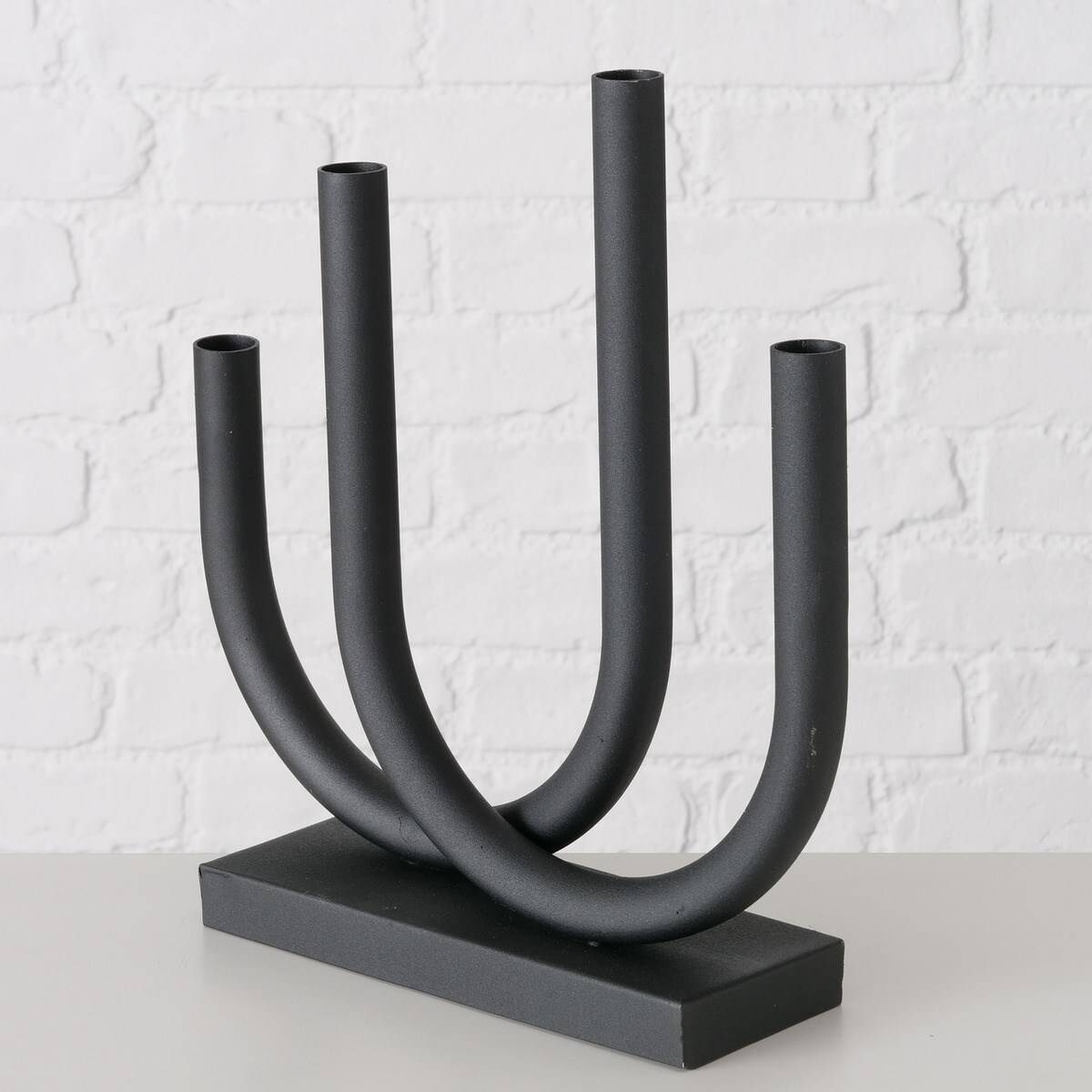Metalowy świecznik Tonis, 34 x 33 cm, czarny