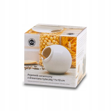 Pojemnik kuchenny z drewnianą łyżeczką na sól przyprawy cukier herbatę kula