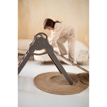 Drabinka Pikler + DUŻA zjeżdżalnia DRABINKA - szara