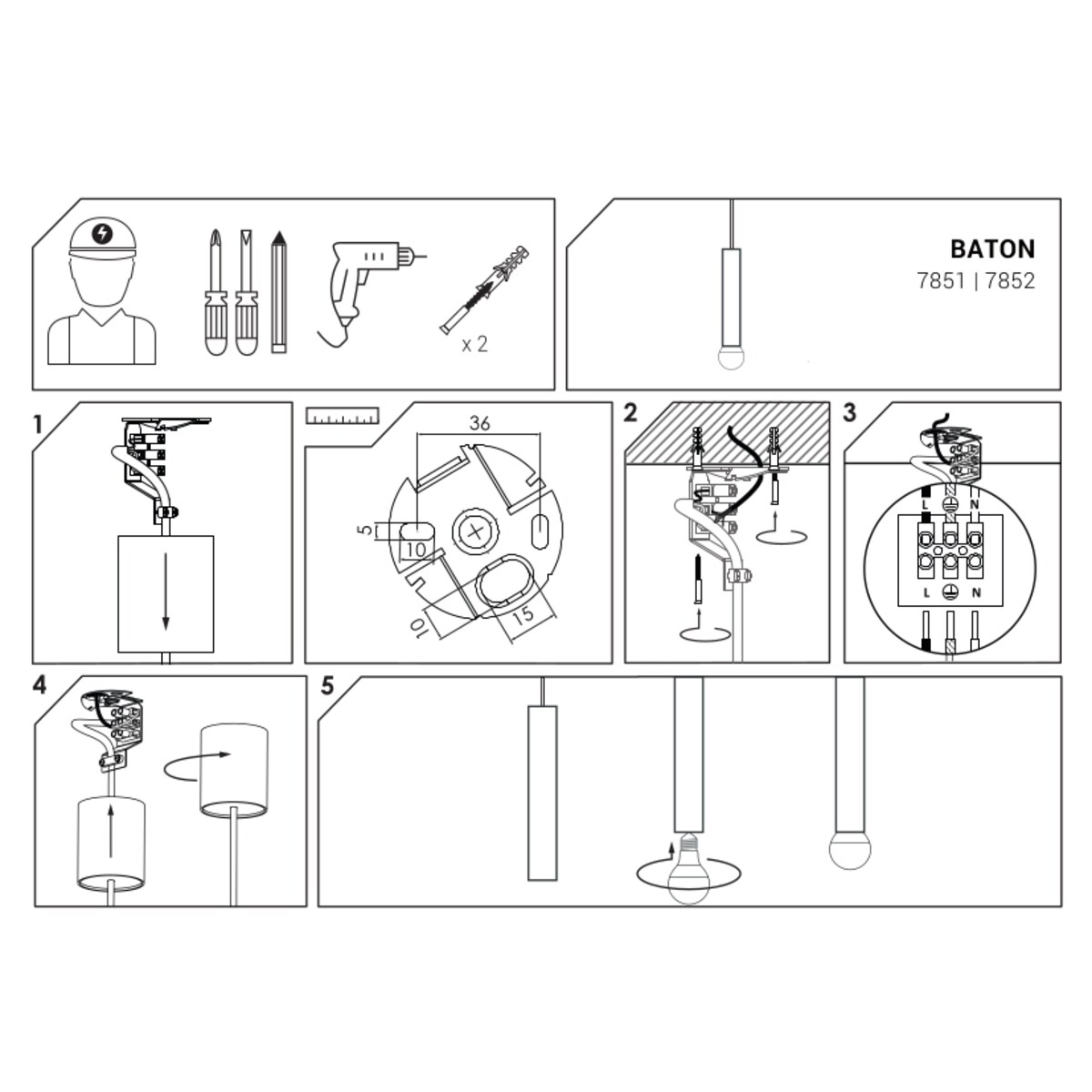 Lampa sufitowa 7852 BATON Czarny Nowodvorski