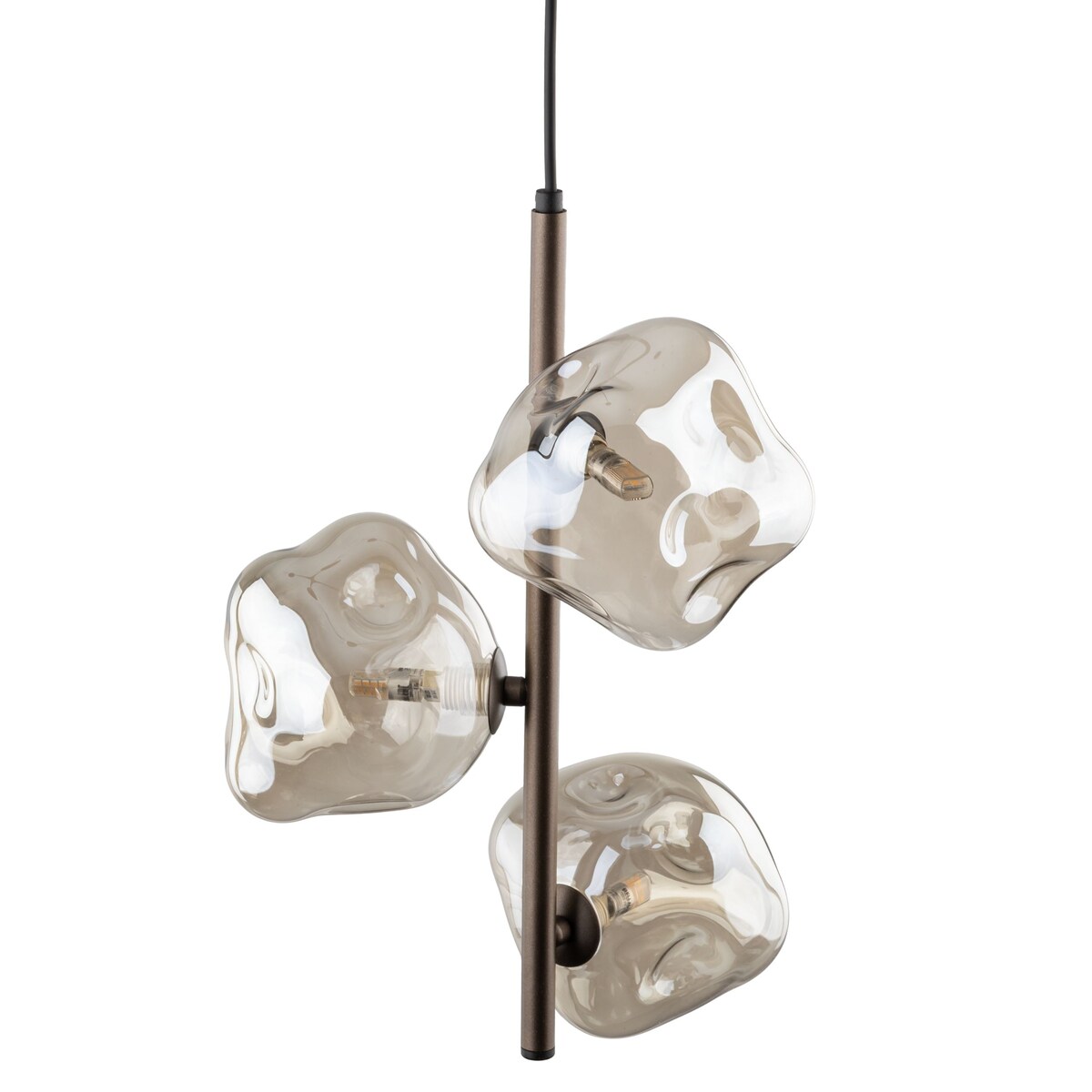 Lampa wisząca TK Lighting LAVA BROWN 11036, 3xG9, regulowana wysokość, brązowo-bursztynowe szkło
