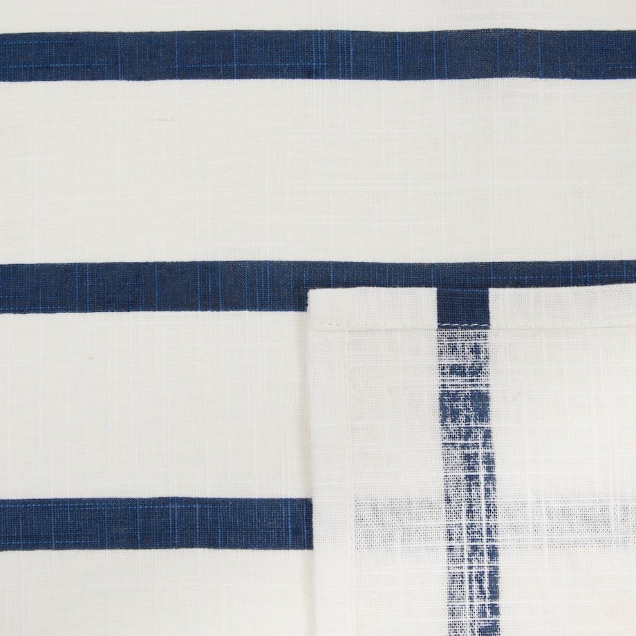 Obrus bawełniany, biały w granatowe pasy, 140x240 cm, Oceania
