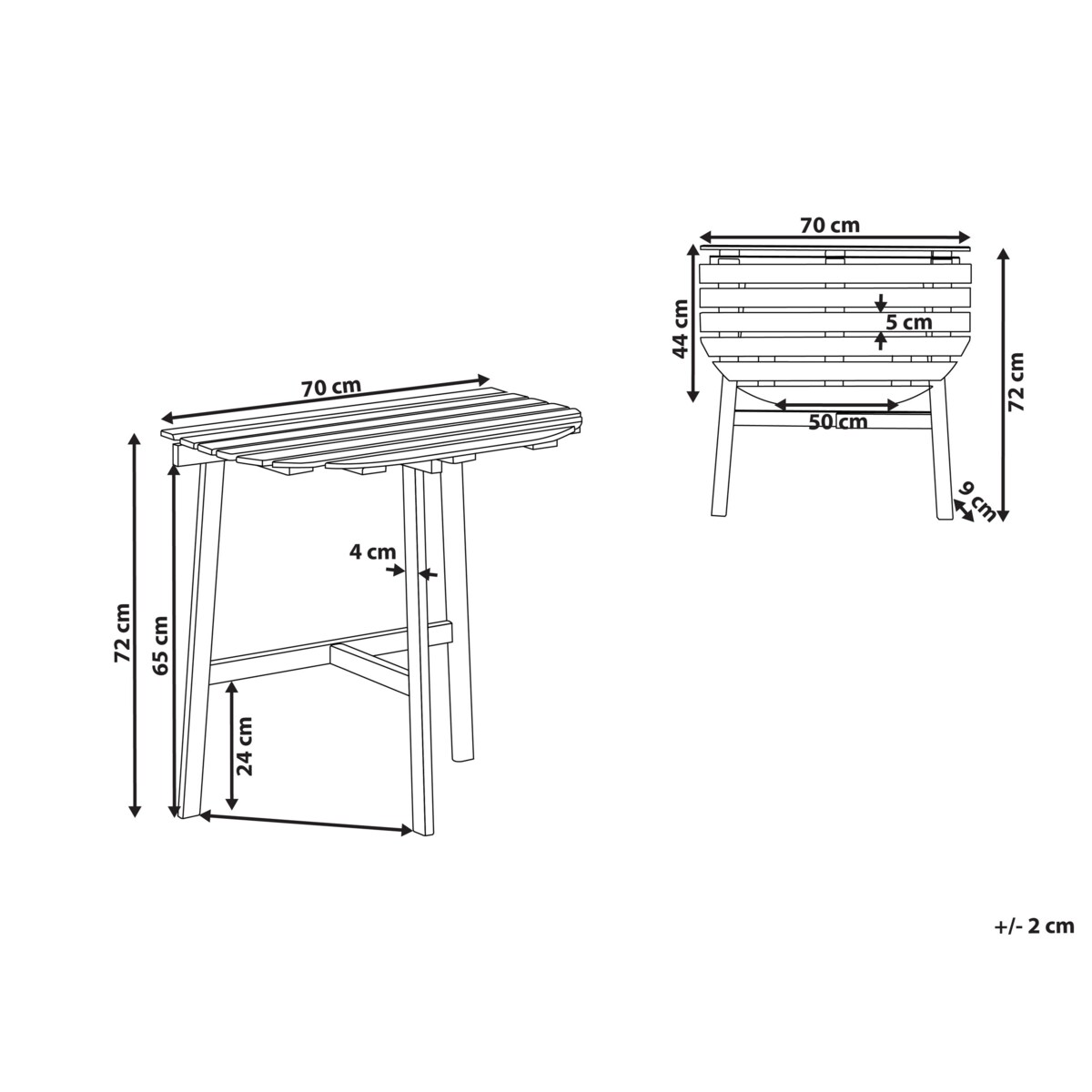 Stolik bistro OSIGO 44 cm 70 cm Brązowy