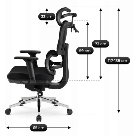 Fotel biurowy obrotowy ergonomiczny z podnóżkiem czarny DELSIN