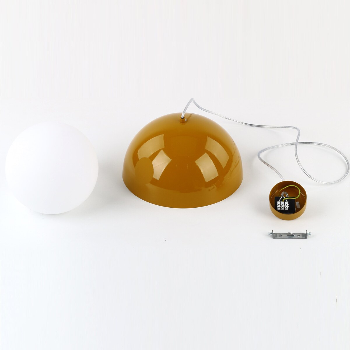 Lampa wisząca TK Lighting BONO OCHRA 10275, ochra/biała, E27, regulowana wysokość 160 cm, średnica 27 cm
