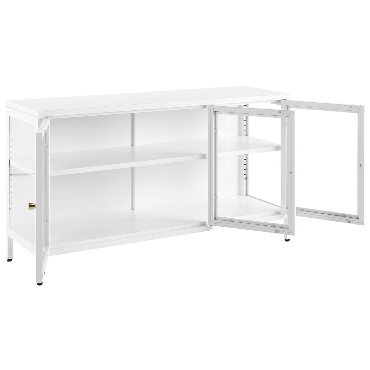 Szafka trzydrzwiowa metalowa ze szklaną gablotą biała NEWPORT