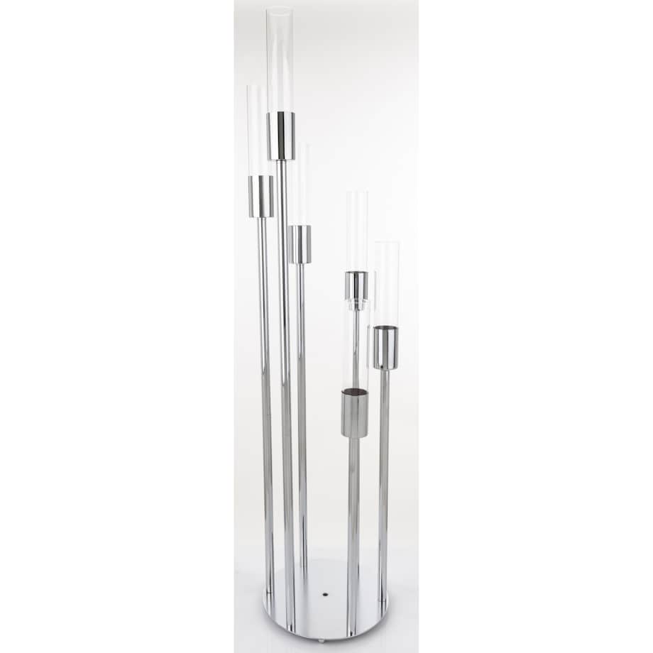 Świecznik metalowy na 6 świec 117x27x27 cm BATANG srebrny