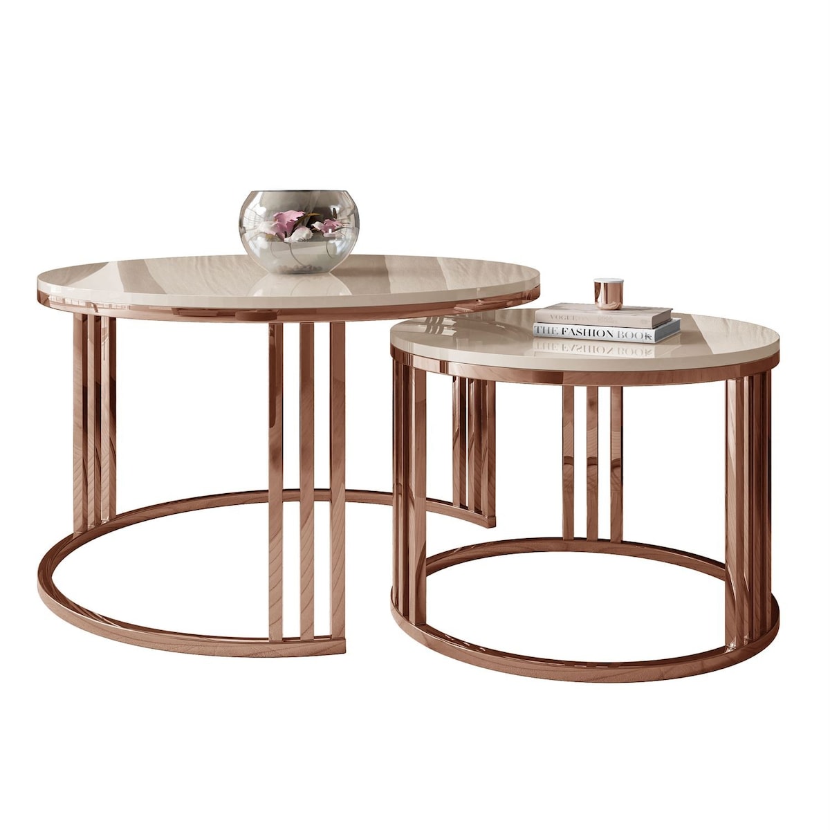 Stolik kawowy LORI 2w1 miedź kaszmir połysk