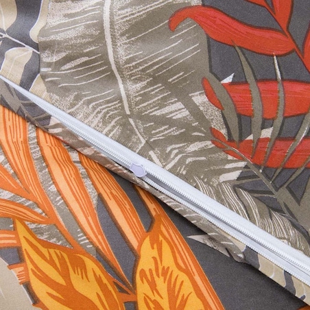 Pościel satyna bawełniana 180x200 Tropenza tropikalne liście na szarym tle, Satynlove