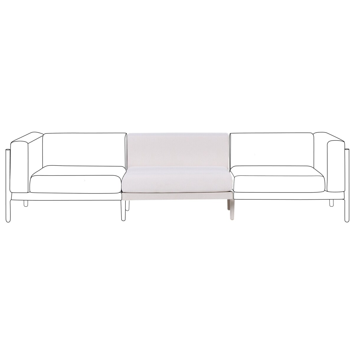 Moduł środkowy do sofy ogrodowej FERRETTI Jasnobeżowy