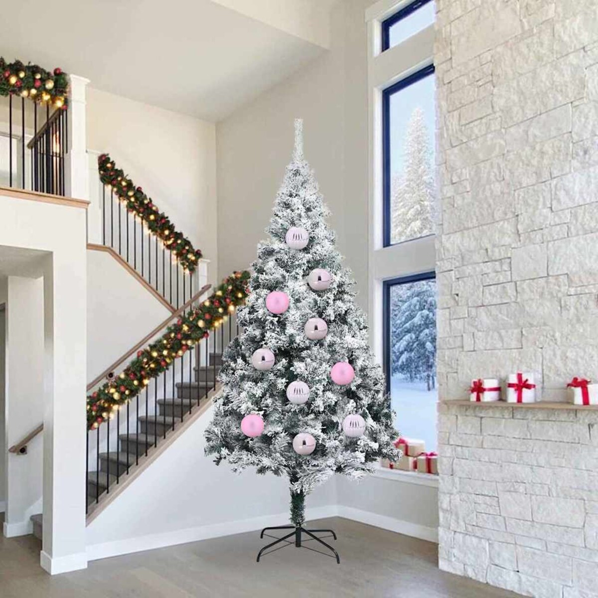 vidaXL Zestaw Bombek Choinkowych 4 pcs Różowy