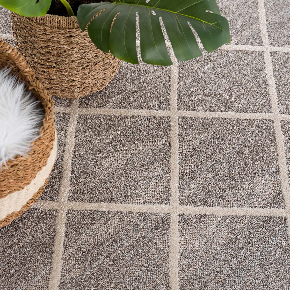 Dywan okrągły geometryczny w stylu skandinawskim Arty 26450 Mokka 200x200