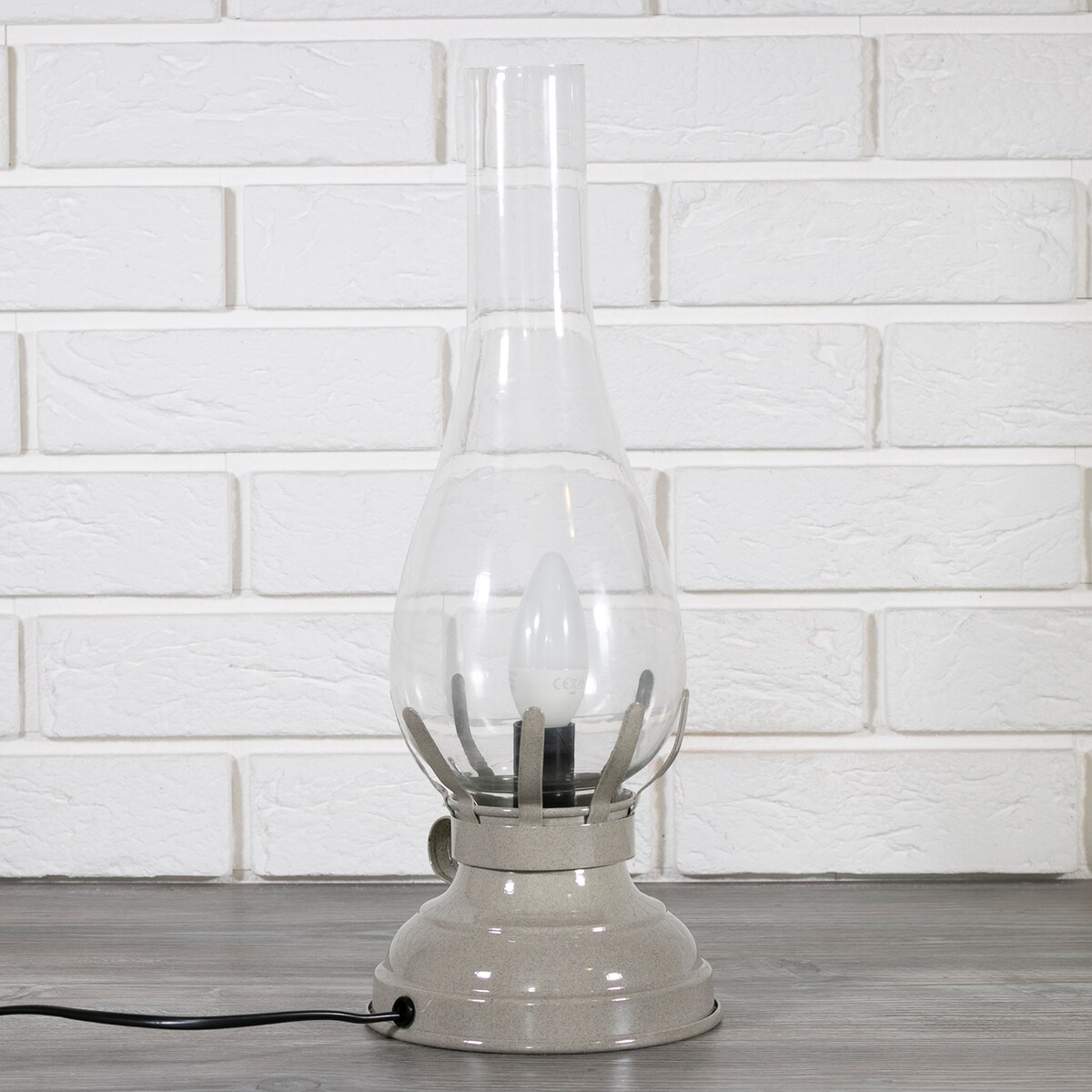 LAMPA stołowa nocna SANA szklany klosz wys. 42cm