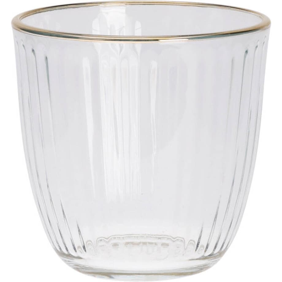 Prążkowana szklanka ze złotym brzegiem, 295 ml