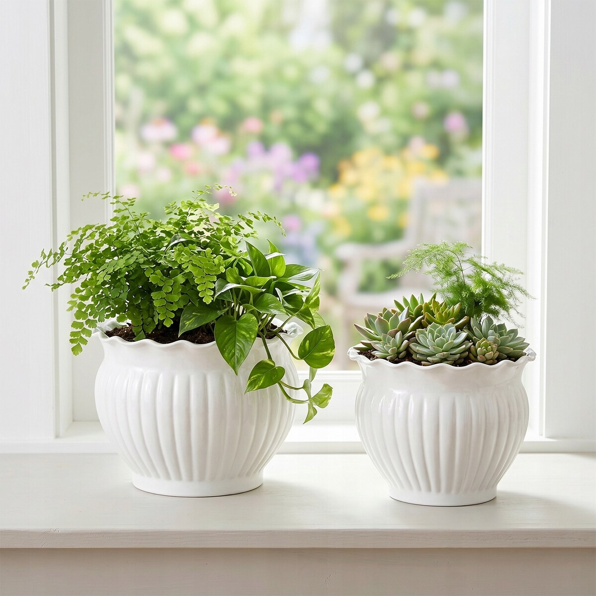 DONICZKA BIAŁA NA BALKON TARAS BONSAI SZARA DUŻA 20cm DONICZKI OSŁONKA
