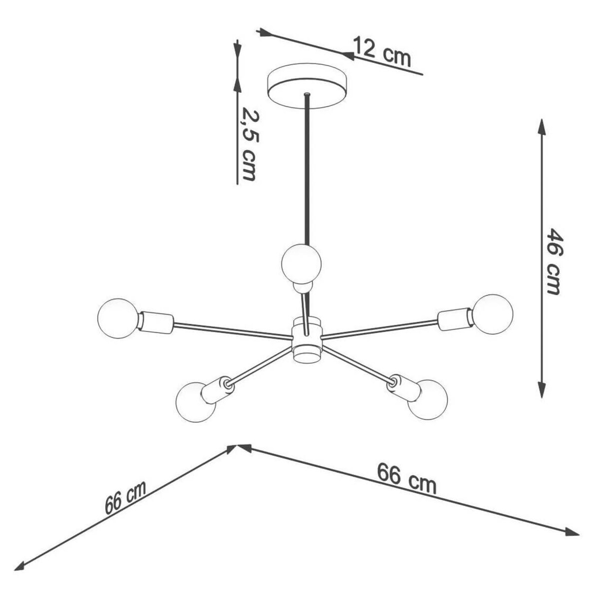 Żyrandol LANGO 5 czarny