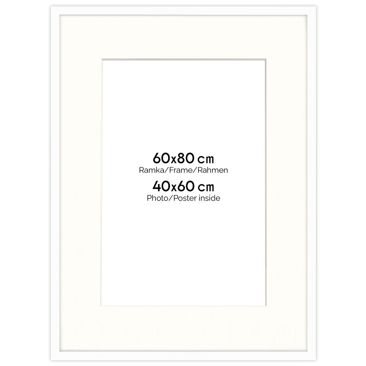 Ramka na zdjęcia z passe partout ramka 60x80 cm z okienkiem passe partout na zdjęcie 40x60 cm kolor biały FRAMAI®