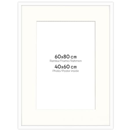 Ramka na zdjęcia z passe partout ramka 60x80 cm z okienkiem passe partout na zdjęcie 40x60 cm kolor biały FRAMAI®