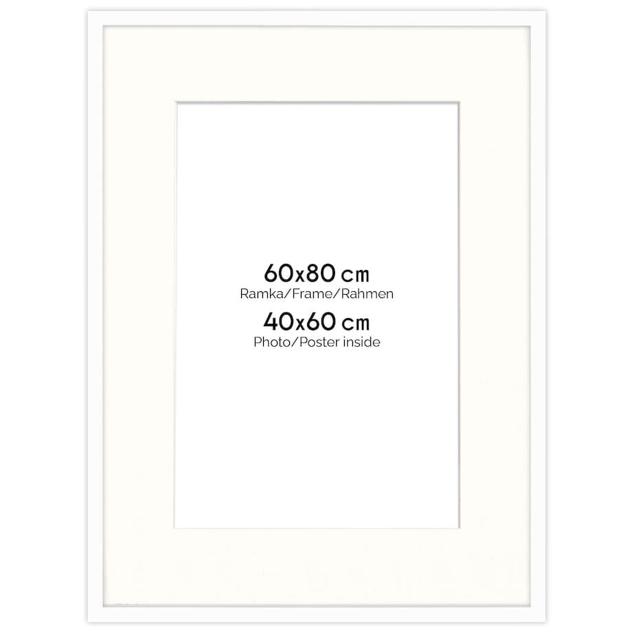 Ramka na zdjęcia z passe partout ramka 60x80 cm z okienkiem passe partout na zdjęcie 40x60 cm kolor biały FRAMAI®