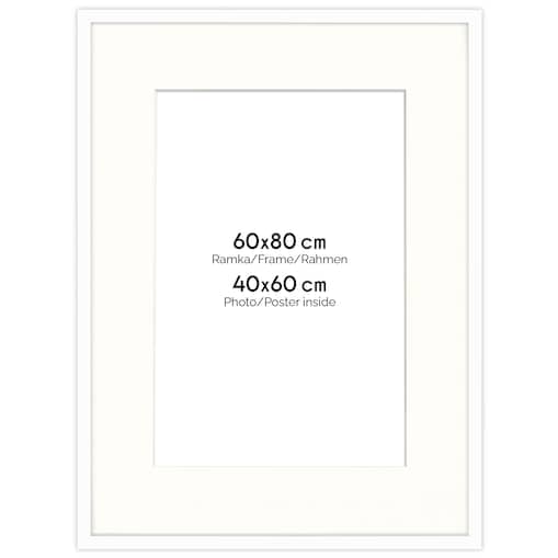Ramka na zdjęcia z passe partout ramka 60x80 cm z okienkiem passe partout na zdjęcie 40x60 cm kolor biały FRAMAI®