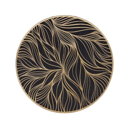 Podkładka dekoracyjna na stół "liście" śr 38cm | czarny/złoto