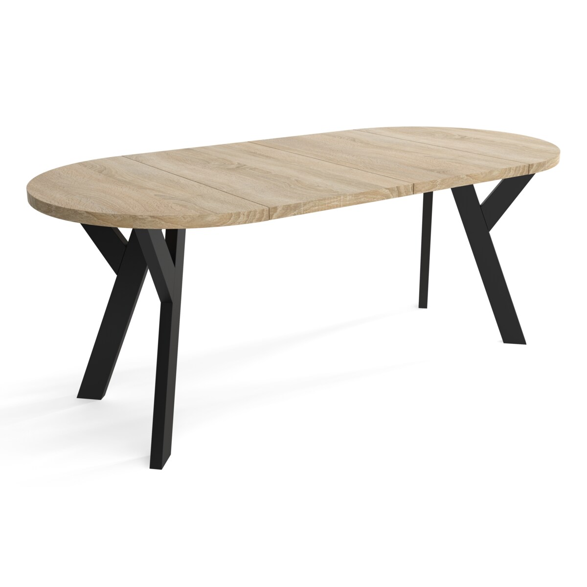 Stół rozkładany okrągły 100/200 - Dąb sonoma + n. czarne