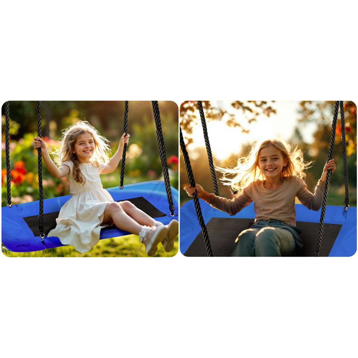 Huśtawka ogrodowa Neo-Sport bocianie gniazdo fotel wiszący 110x70 cm czarno-niebieska