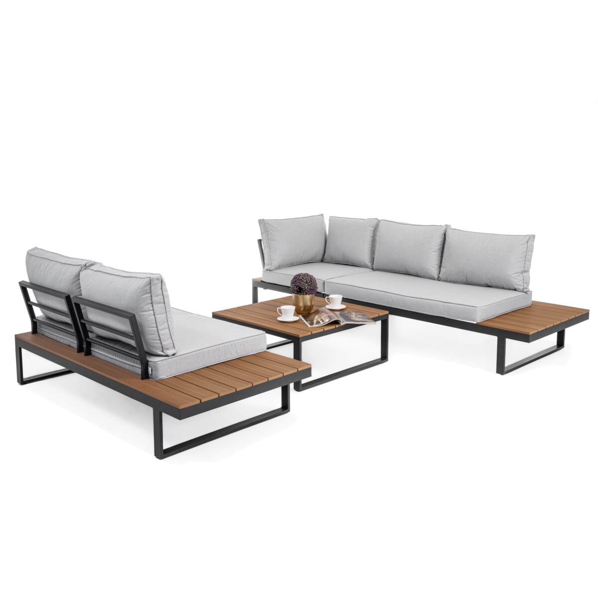 Meble ogrodowe narożnik nowoczesny aluminium MALE szare