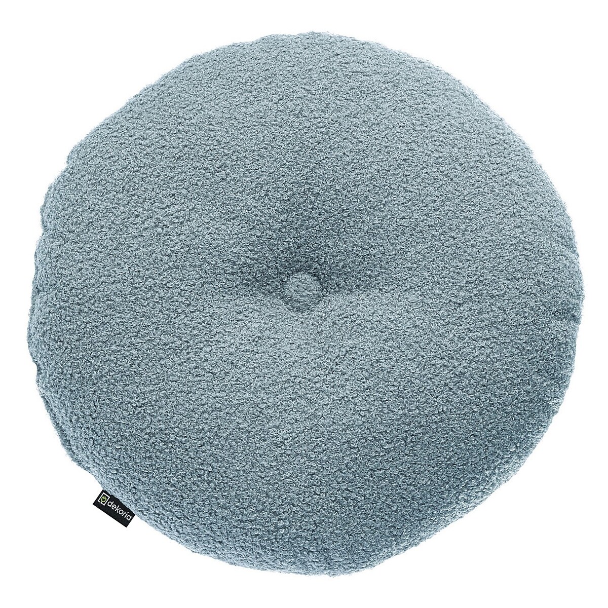Poduszka okrągła z guzikiem, niebieska bukla, ⌀37 cm, Boucle Teddy