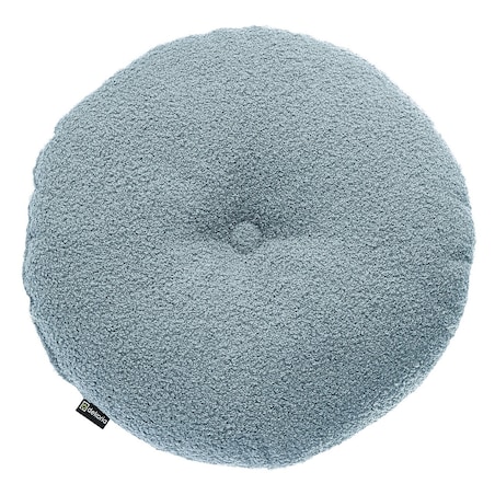 Poduszka okrągła z guzikiem, niebieska bukla, ⌀37 cm, Boucle Teddy