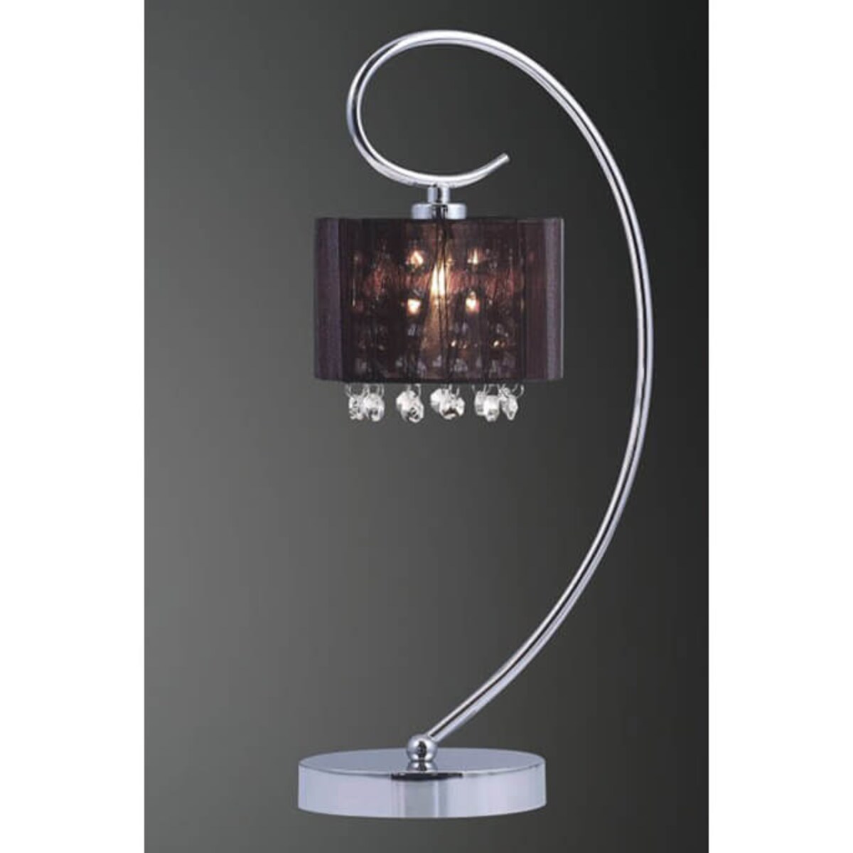 Abażurowa lampa stołowa SPAN MTM1583/1 Italux kryształki glamour crystal organza mgiełka czarny